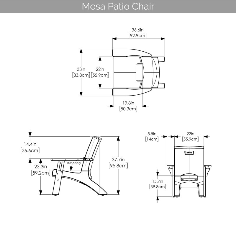 Mesa Black and Brown Resin and Wood 3-Piece Outdoor Seating Set