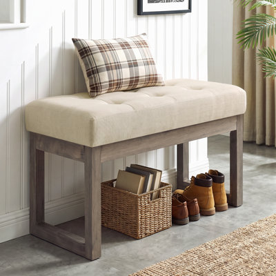 Banc rembourré ottoman de 68,5 cm (27 po), banc à chaussures d'entrée, repose-pieds, lin ou similicuir