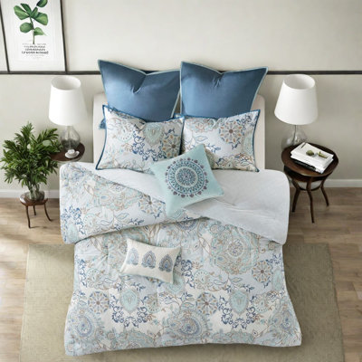 Luxury Cotton Bedding Sets, Reversible Floral Comforter, Shabby Chic Style For Home