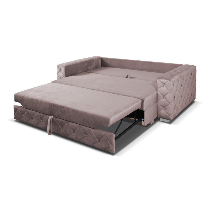 Queen 83'' Velvet Convertible Sofa