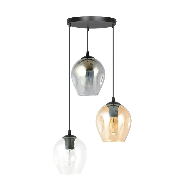 Cadi-Grace 3 - Light Black Cluster Pendant, Graphite/Amber/Transparent