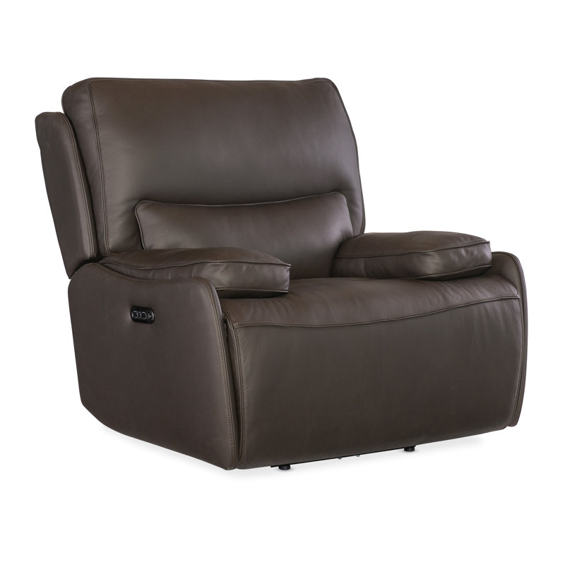 Oslo Mountain Brown Leather Zero Gravity Recliner with Metal Base