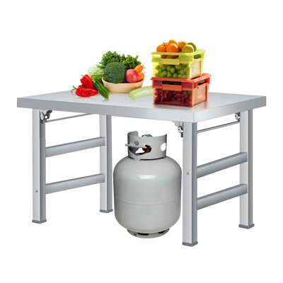 Table pliante robuste en acier inoxydable - table de préparation commerciale de 660 lb, poste de travail portatif à un niveau