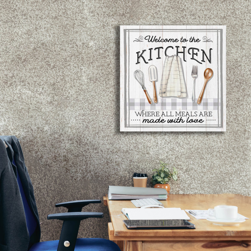 "Epic Graffiti" Kitchen Welcome "par Elizabeth Tyndall, art mural sur toile, 26 po x 26 po, H 26 po x l 26 po