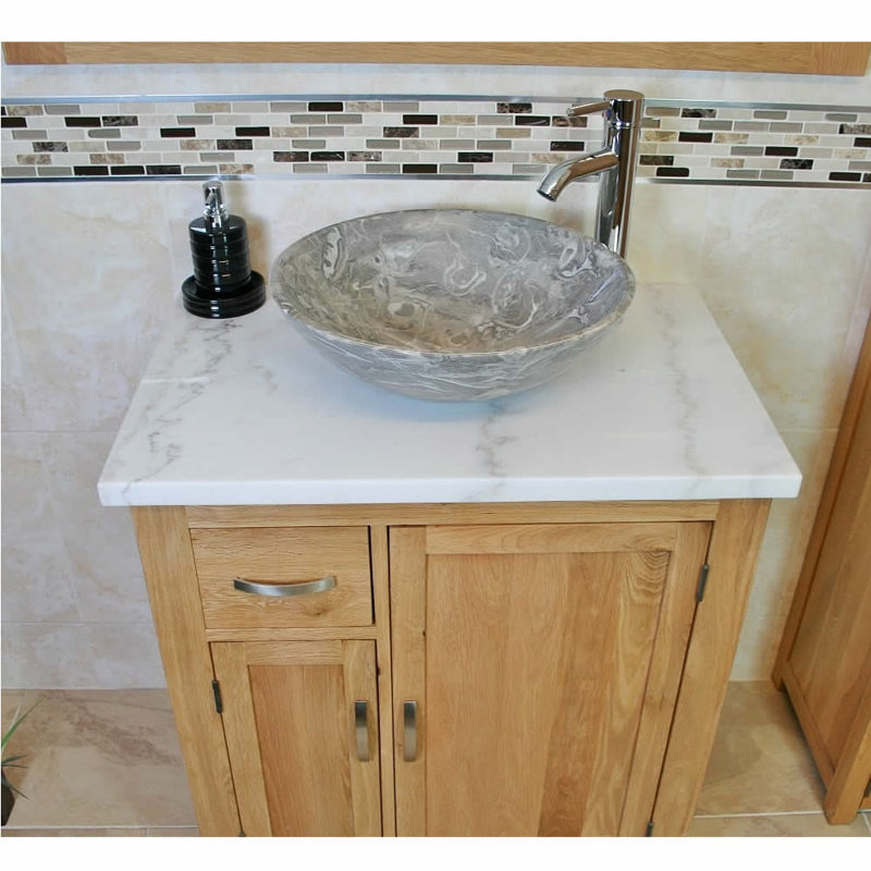 Decosta 750mm Single Bathroom Vanity with Vessel Stone Basin, Grey