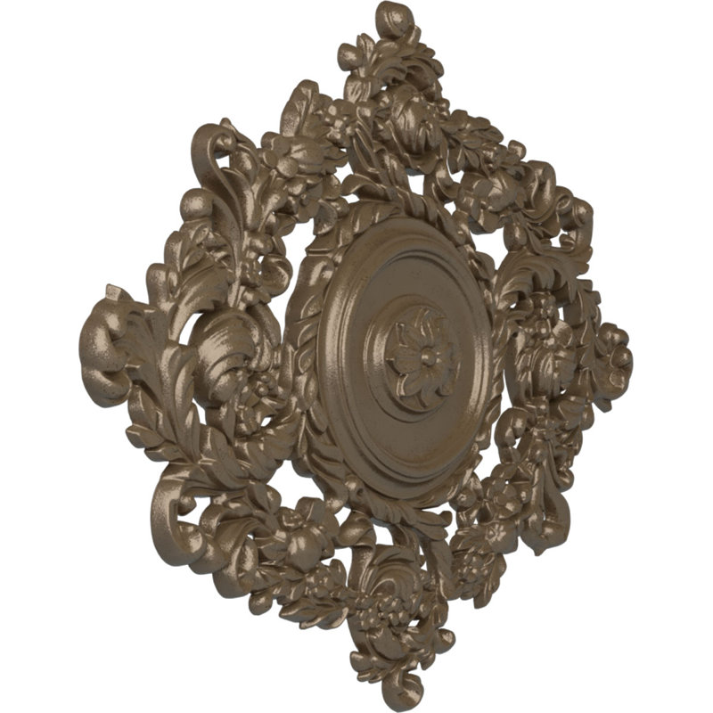 Médaillon de plafond Endurathane Katheryn, l 22 1/2 po x H 30 3/8 po x P 1 1/2 po, finition argent chaud peint à la main