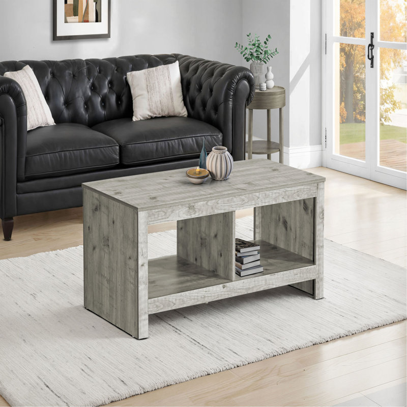 Table basse, l 44 po, cocktail, rectangulaire, salon, stratifié gris rustique, transitionnel