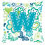 Coussin décoratif intérieur/extérieur bleu-vert bleu papillons letter-14982732-14982729