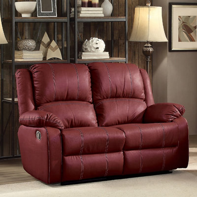 Synthetic Leather Upholstered Manual Motion Loveseat 