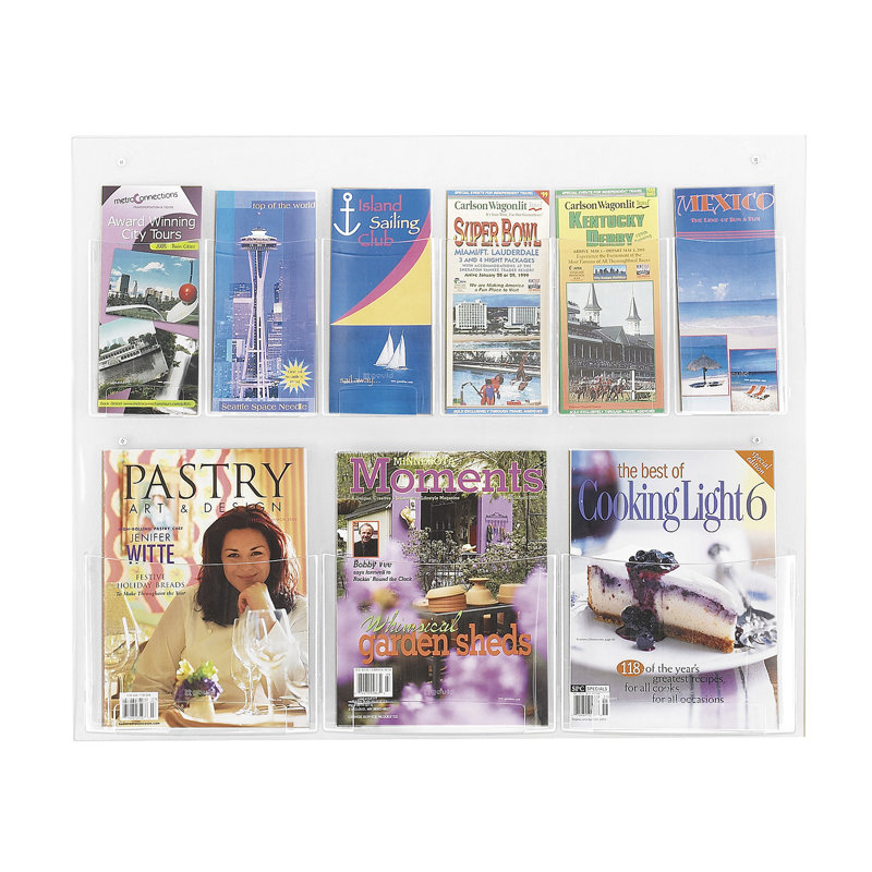 Clear Wall Mounted Plastic Magazine and Pamphlet Rack