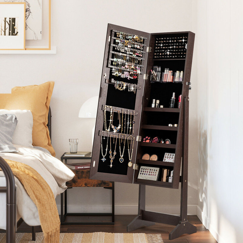 Armoire à bijoux avec miroir, Brun