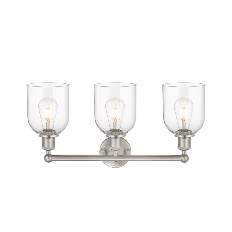 Abat-jour de salle de bain 3 lumières Edison Allysson, Transparent, Nickel satiné brossé