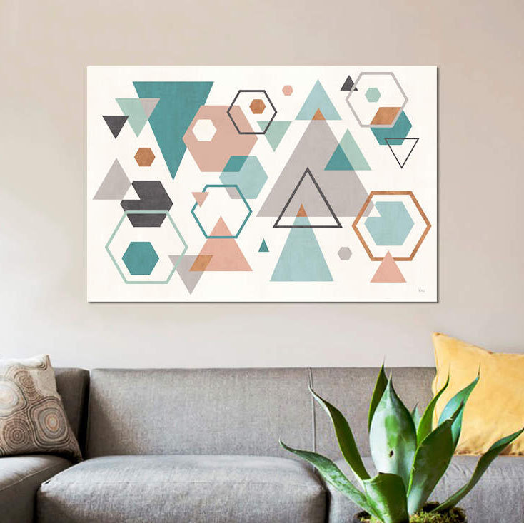 « abstract geo i », impression sur toile, H 12 po x l 18 po x P 1,5 po, Pas de tapis, Toile tendue