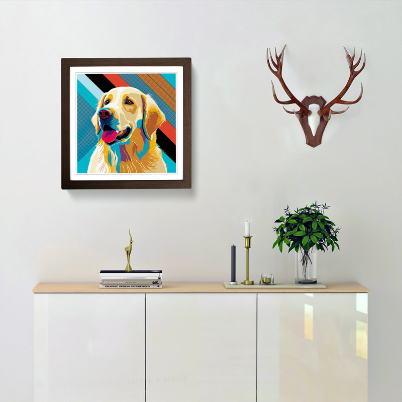 Golden Retriever Constructivism - Framed Print, Walnut