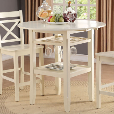Table à hauteur de comptoir crème à 2 tablettes