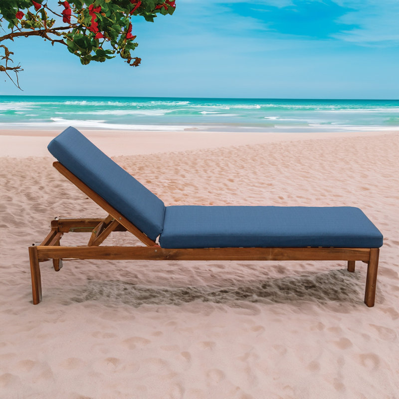 TB Chaise Tommy Bahama 1 - Piece Outdoor Seat/Back Cushion, 26"W x 77"L, Bamboo Bay Cobalt