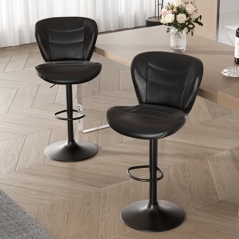 Adjustable Height Counter Stool with Metal Frame, Black