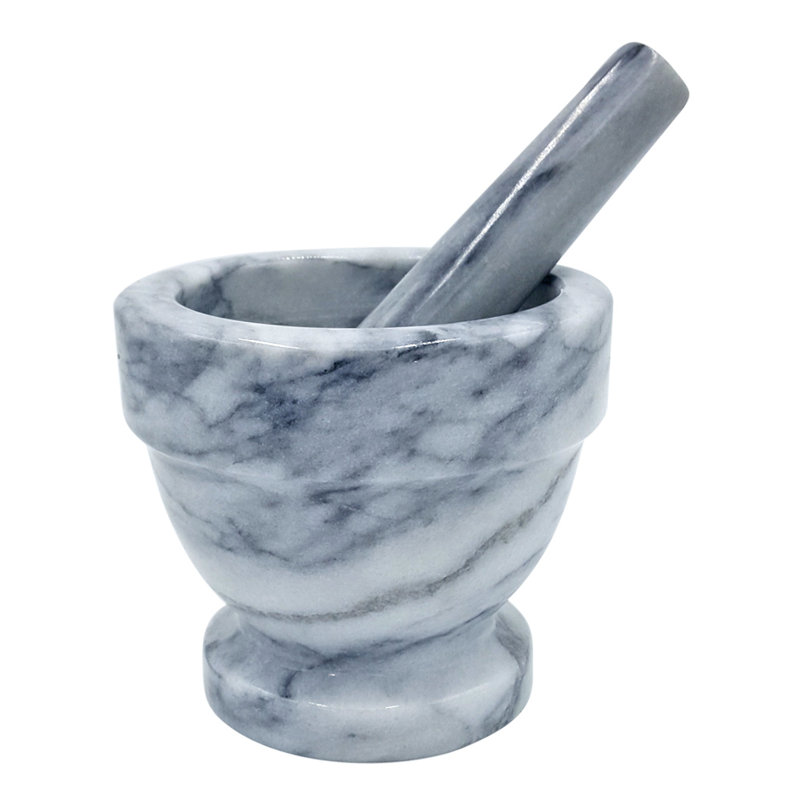 White Marble Mortar and Pestle Set, 4.75 x 4.25 Inch