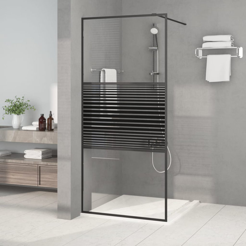 Stemple Framed Fixed Shower Screen with Clear Glass, 195cm H x 90cm W