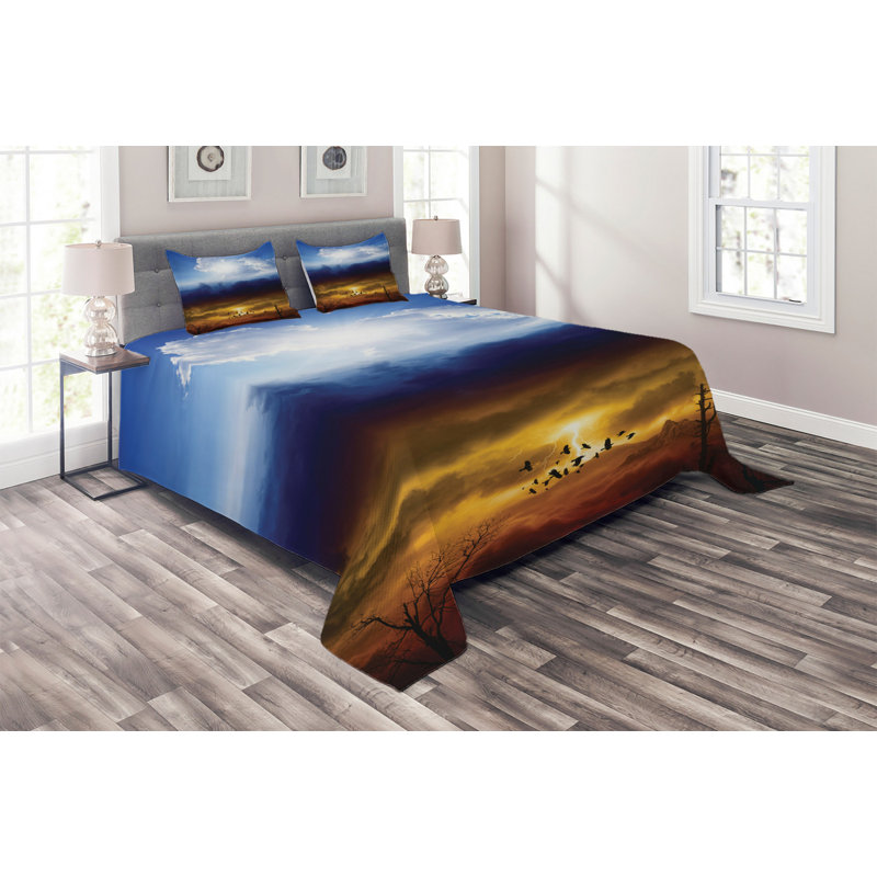 Landscape Modern & Contemporary Coverlet, King Bedspread + 2 Shams
