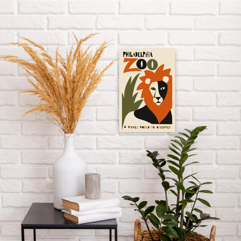 Philadelphia Zoo Lion Abstract Bold Modern Cat Lion Nature Wall Art Print by Patryk Krygowski - Wrapped Canvas Print