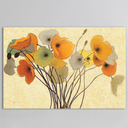«Pumpkin Poppies I», reproduction d'art sur toile tendue, H 12 po x l 18 po x p 1,5 po, Toile tendue