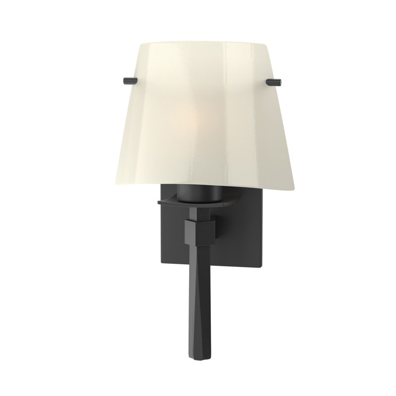 Beacon Hall Half Cone Glass Sconce, Ivory Art Glass, Black