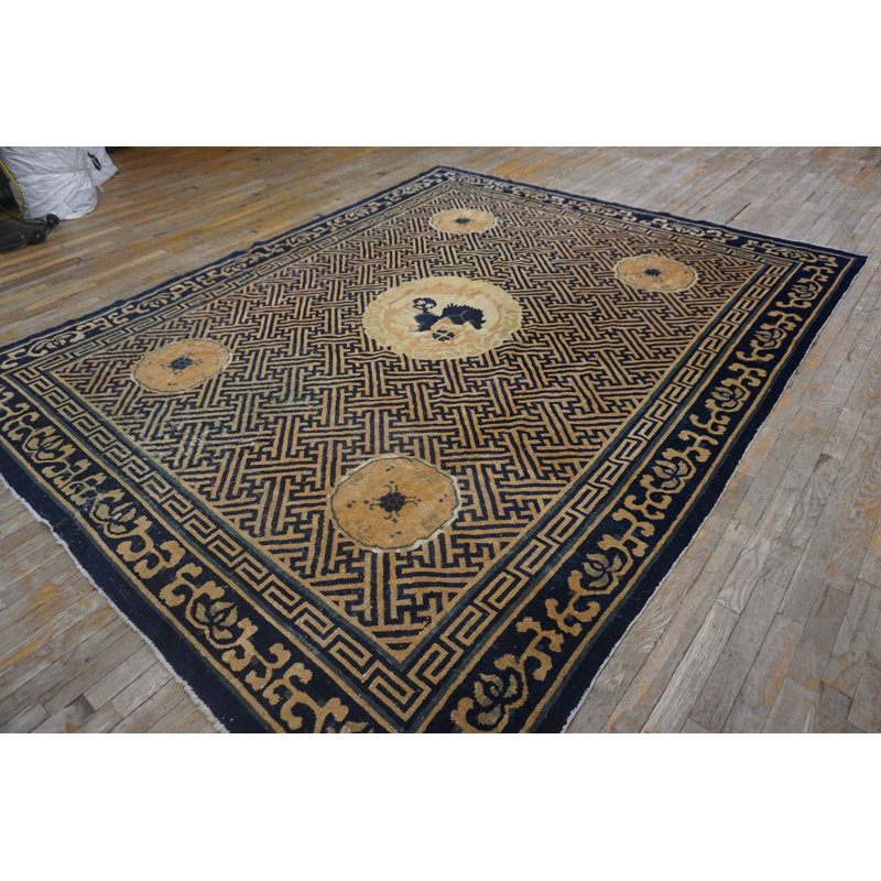 Wool Rectangle Geometric Medallion 1900s Antique Coral / Salmon Pink Hand Knotted Pile Rug