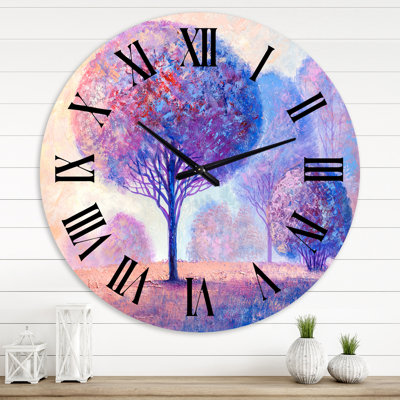Impression d'arbres colorés II - Horloge murale traditionnelle