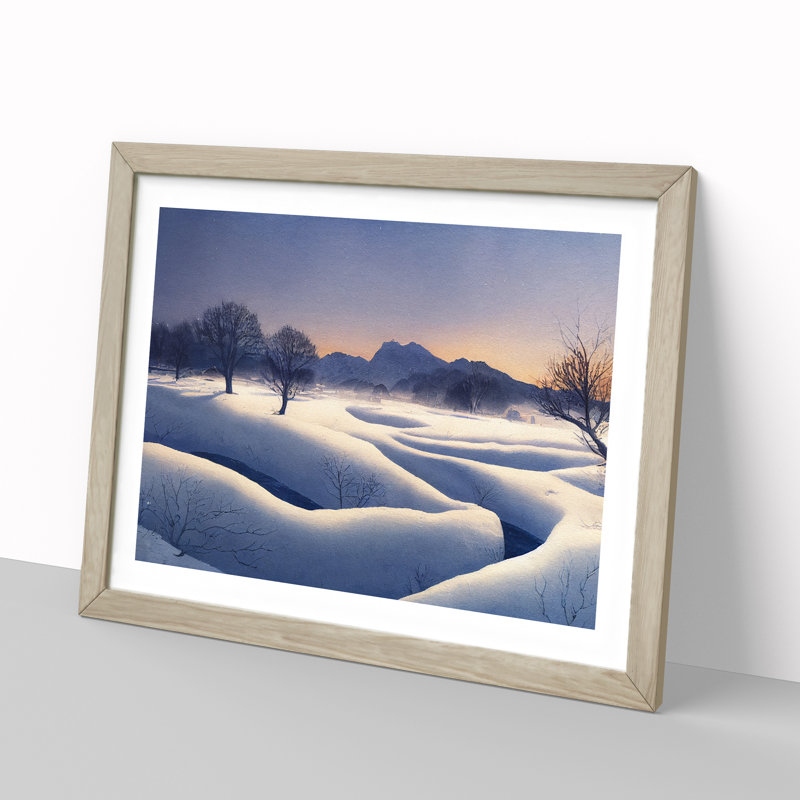Winter Mountain Landscape Vol.3 - Framed Print, 34cm H x 46cm W x 2cm D, Oak Framed