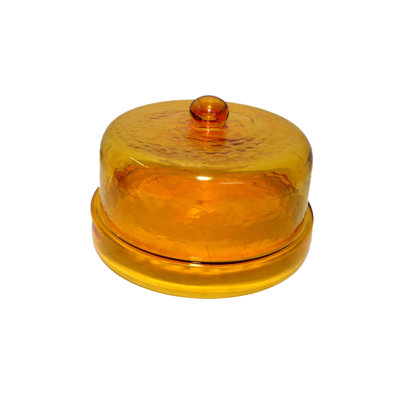 Cake Recycled Glass Dome W/Plate