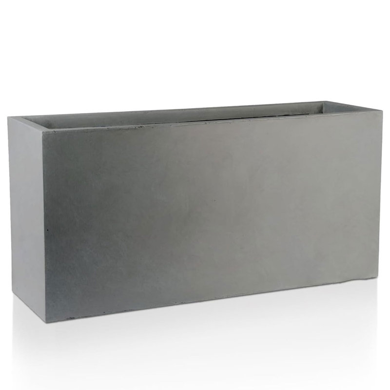 Frostproof, Concrete Effect Garden Planter Pot with Drainage Holes, 41cm H x 85cm W x 26cm D, Grey