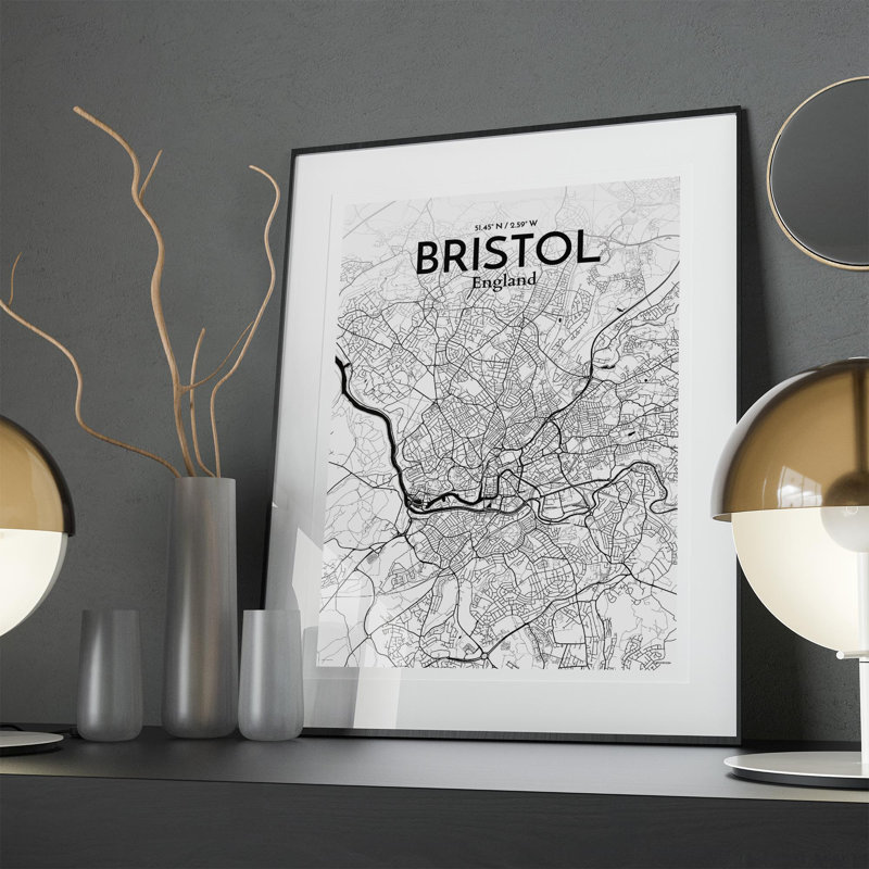 Bristol City Map In Ink - No Frame Print, 27.6cm H x 19.7cm W x 0.05cm D