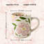 Tasse à café 16 oz en céramique rétro, tasse à thé peinte à la main sans plomb avec poignée confortable, lavable au micro-ondes et au lave-vaisselle (rosé floral)
