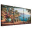 "Coastal Cottage" avec voiliers et fleurs en pot, ensemble de 3 toiles-656655456