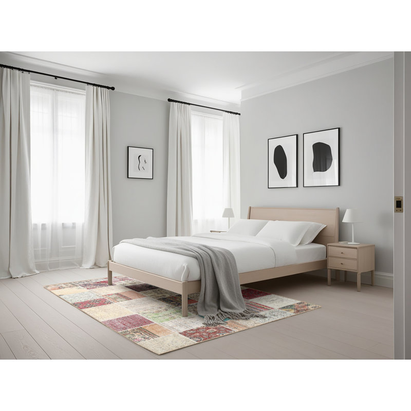 Tapis gris/rose/beige contemporain, Rectangle 5 pi x 7 pi