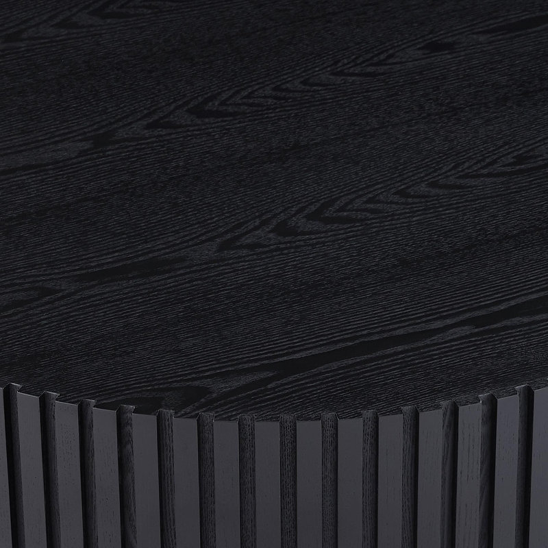 Table basse ronde gigogne en bois de 90 cm (35,43 po) pour appartement, table basse moderne pour salon avec pied robuste, NOIR