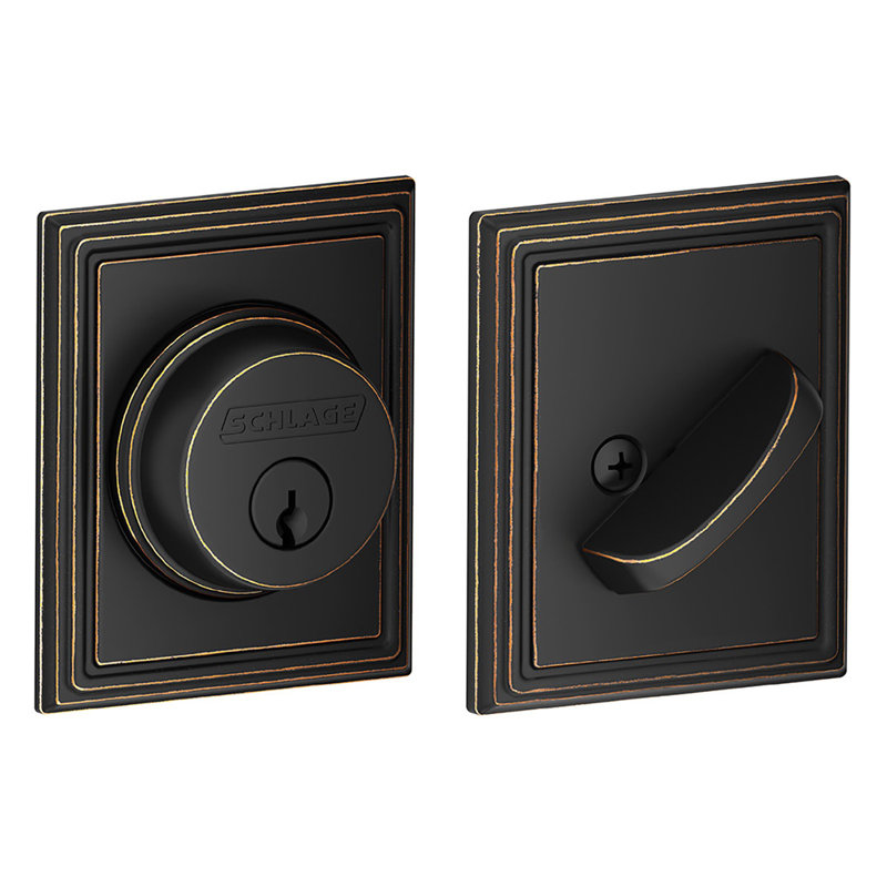 Single Cylinder Deadbolt with Addison Trim, Aged Bronze