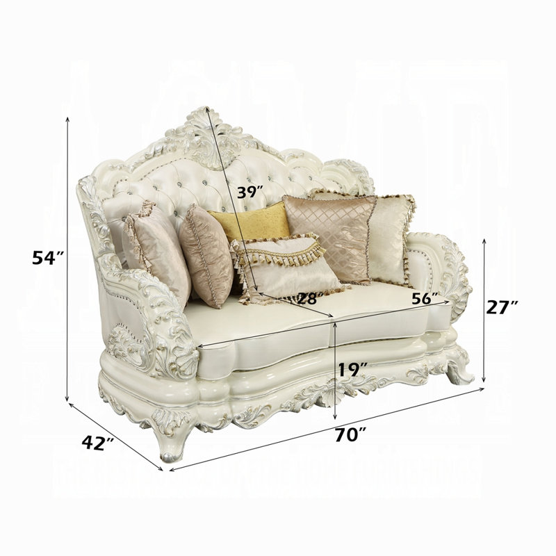 Causeuse en cuir synthétique blanc perle Adara