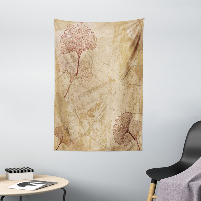 Tapisserie en polyester avec feuilles de ginkgo, H 60 po x l 40 po