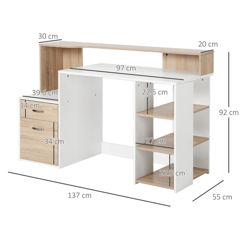 Computer Desk, Oak/White