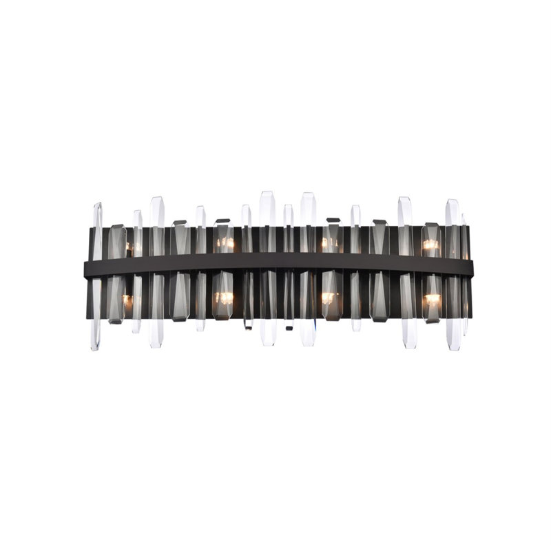 Marlow Dimmable Flush Mounted Sconce, Black, 12" H x 5" W x 30" D, 8 Lights