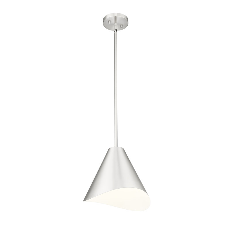 Luminaire suspendu 1 lumière Barrera, Argenté / blanc, Nickel brossé