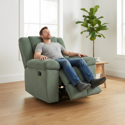 Fauteuil inclinable vert simple - Tissu épaissi résistant à l'usure | Inclinaison manuelle 110 à 115 ° | Porte-gobelet rabattable