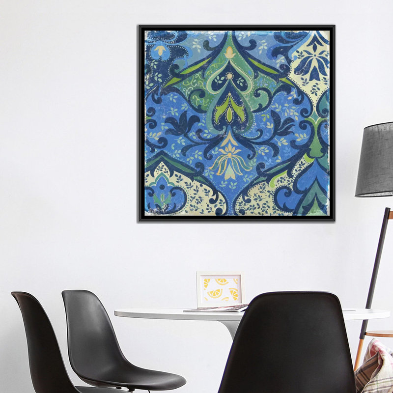 « jardin mosaic ii », impression sur toile, H 18 po x l 18 po x P 1,5 po, Toile avec cadre noir, Pas de tapis
