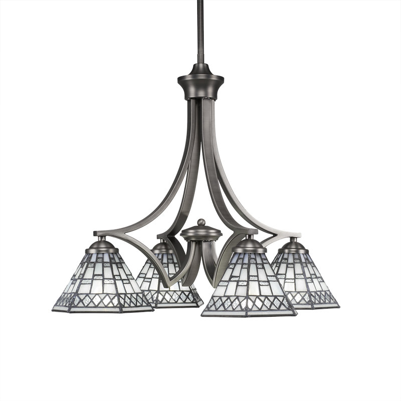 Lustre 4 lumières Alissha présenté en finition graphite avec verre étain de 7 po