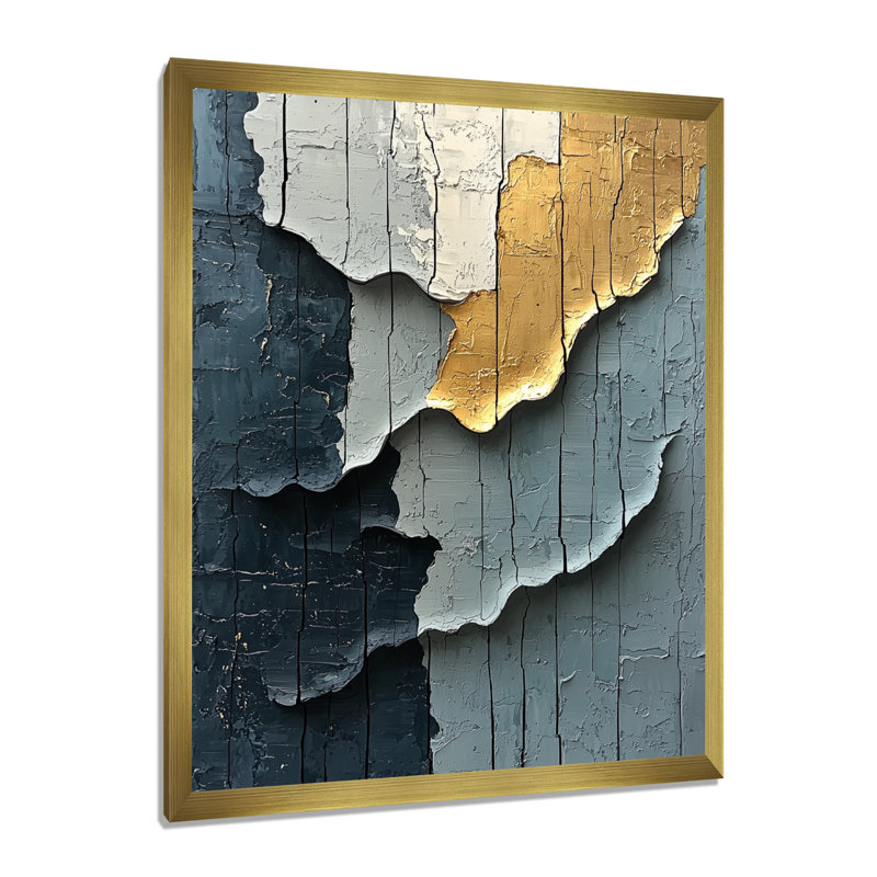 Skiles - Art mural abstrait sur toile, H 20 po x l 12 po, Picture Framed, Doré
