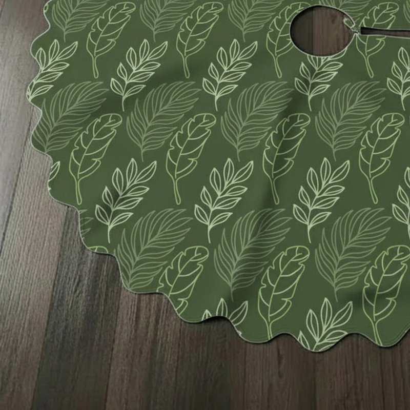 Jupe d'arbre de Noël imprimée Leaves Collection - 54 po de diamètre, Blanc / tropical 2