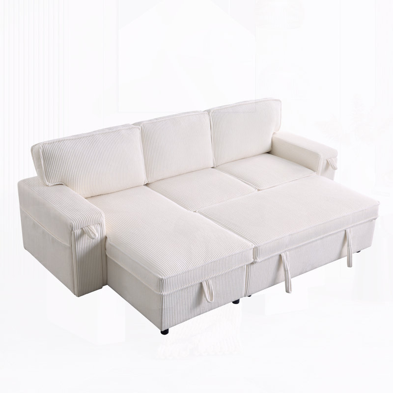 Canapé-lit modulaire avec espace de rangement Upholstery, Chenille beige