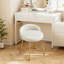Chaise de coiffeuse avec tabouret d'appoint à dossier bas pour salle de bain et salon, similicuir, blanc-1164847279